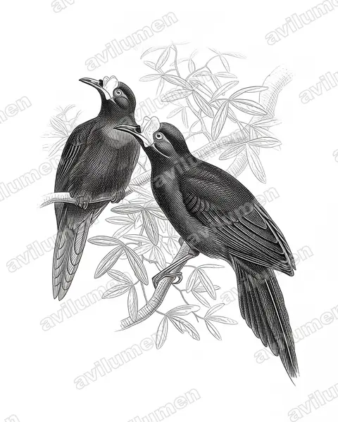 Ilustración en Tinta: Paradigalla carunculata (Ave del paraíso carunculada)