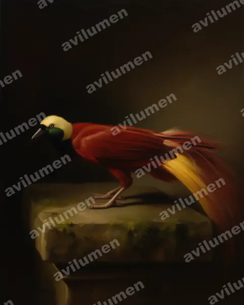 Illustration im Stil Öl: Großer Paradiesvogel (Paradisaea apoda)