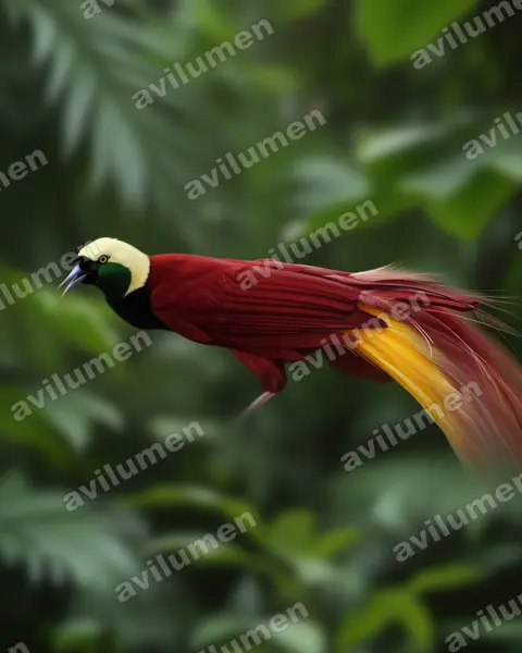 Illustration im Stil Realistisch: Großer Paradiesvogel (Paradisaea apoda)