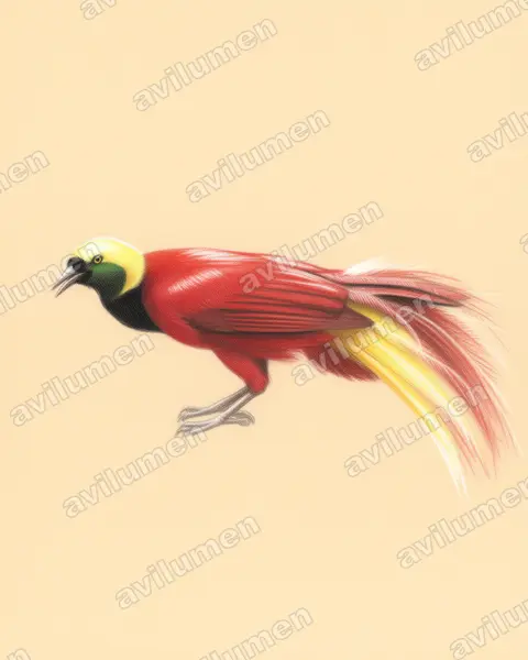 Illustration im Stil Buntstift: Großer Paradiesvogel (Paradisaea apoda)