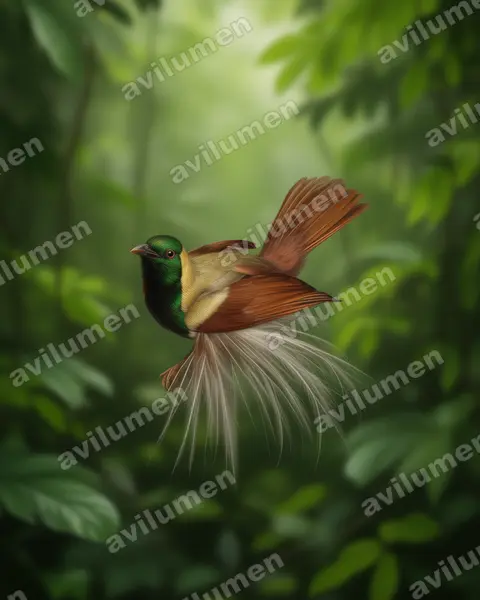 Ilustración en Realista: Paradisaea guilielmi (Ave del paraíso emperador)