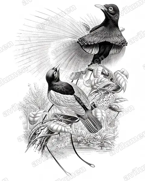 Ink illustration: Paradisaea rudolphi (Blue bird-of-paradise)