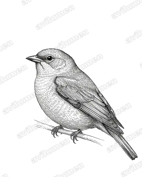 Jameson's antpecker（Parmoptila jamesoni）的钢笔墨线插画