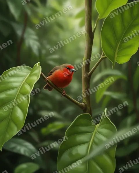 Jameson's antpecker（Parmoptila jamesoni）的写实插画