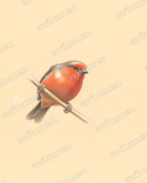 Jameson's antpecker（Parmoptila jamesoni）的彩色铅笔插画