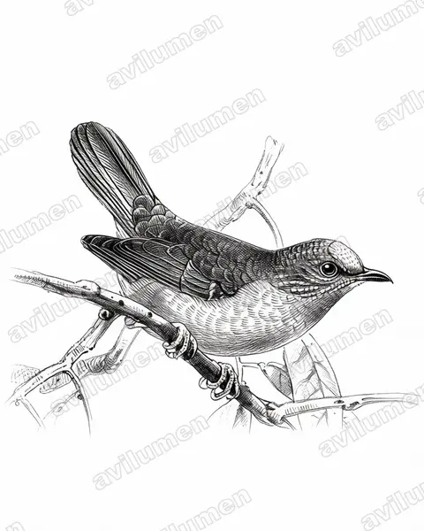 红额啄花雀（Parmoptila rubrifrons）的钢笔墨线插画
