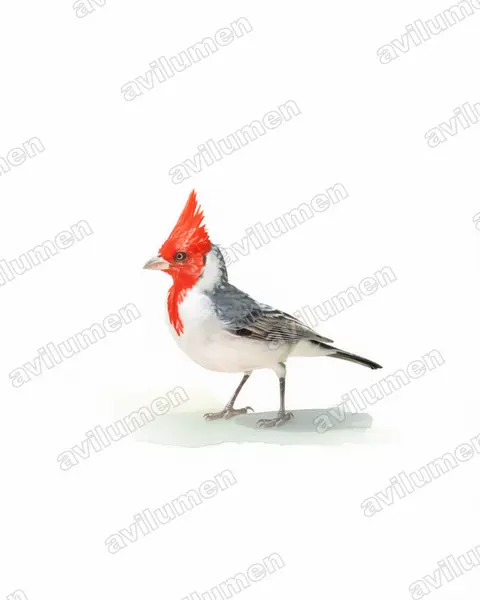 Ilustración en Acuarela: Paroaria coronata (Cardenilla crestada​)