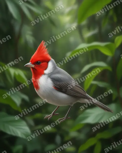 Ilustración en Realista: Paroaria coronata (Cardenilla crestada​)