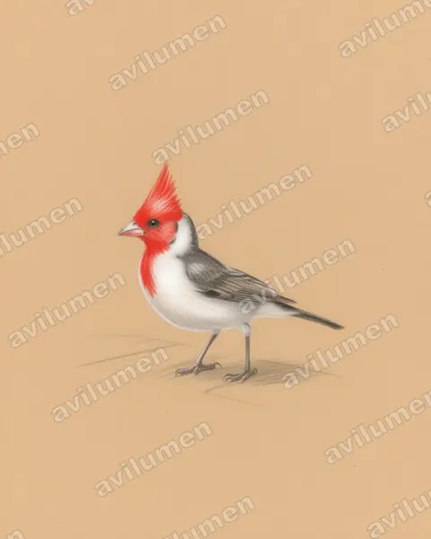 Ilustración en Lápiz de color: Paroaria coronata (Cardenilla crestada​)
