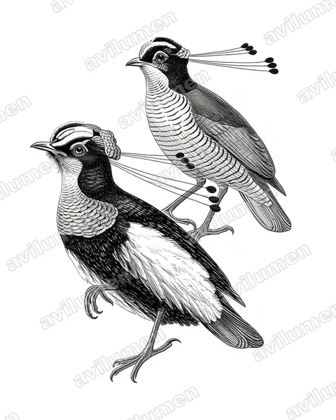 Ink illustration: Parotia carolae (Carola's parotia)