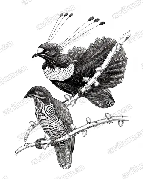 Illustration Encre : Parotia lawesii (Paradisier de Lawes)