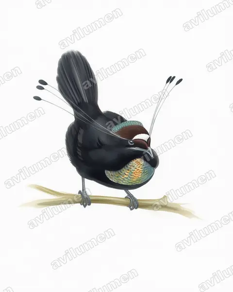 Illustration Aquarelle : Parotia sefilata (Paradisier sifilet)