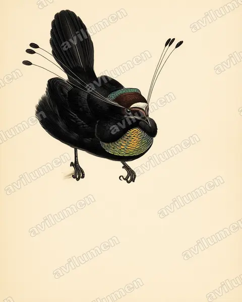 Illustration Planche ancienne : Parotia sefilata (Paradisier sifilet)