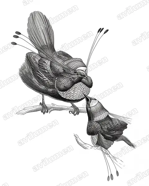 Illustration Encre : Parotia sefilata (Paradisier sifilet)