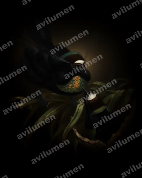 Illustration Huile : Parotia sefilata (Paradisier sifilet)