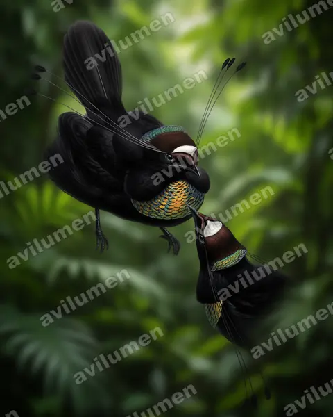 Illustration Réaliste : Parotia sefilata (Paradisier sifilet)