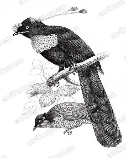 Ilustración en Tinta: Parotia wahnesi (Ave del paraíso de Wahnes)