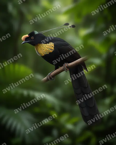 Ilustración en Realista: Parotia wahnesi (Ave del paraíso de Wahnes)