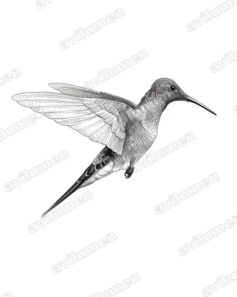 巨蜂鳥（Patagona gigas）的钢笔墨线插画