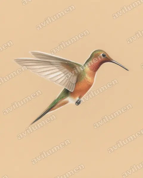 巨蜂鳥（Patagona gigas）的彩色铅笔插画