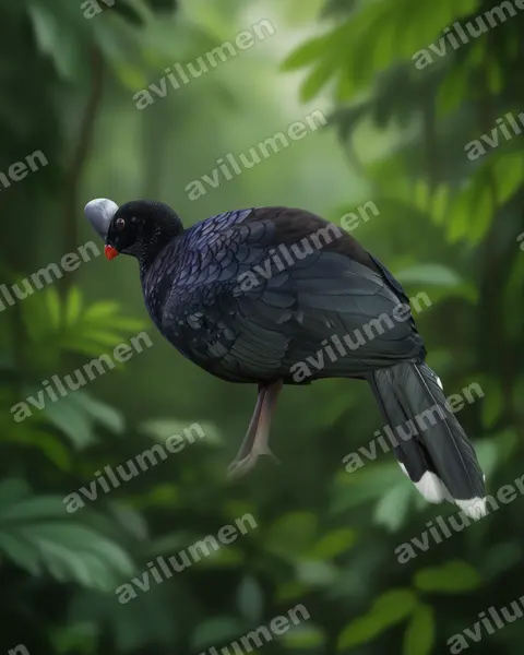 Ilustración en Realista: Pauxi pauxi (Paujil copete de piedra)