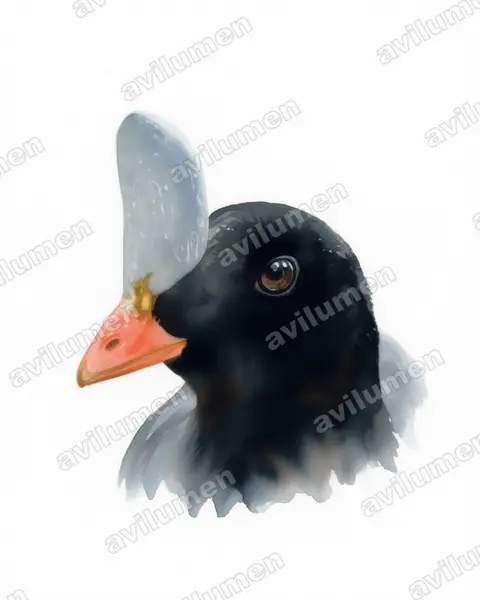 Watercolor illustration: Pauxi unicornis (Horned curassow)