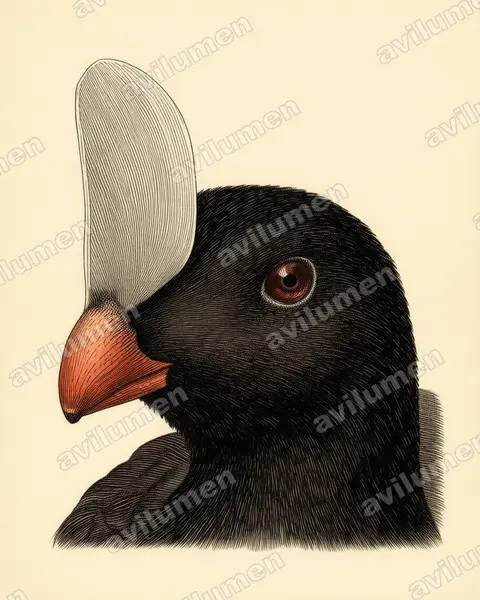Vintage plate illustration: Pauxi unicornis (Horned curassow)