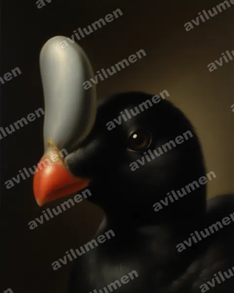 Oil illustration: Pauxi unicornis (Horned curassow)