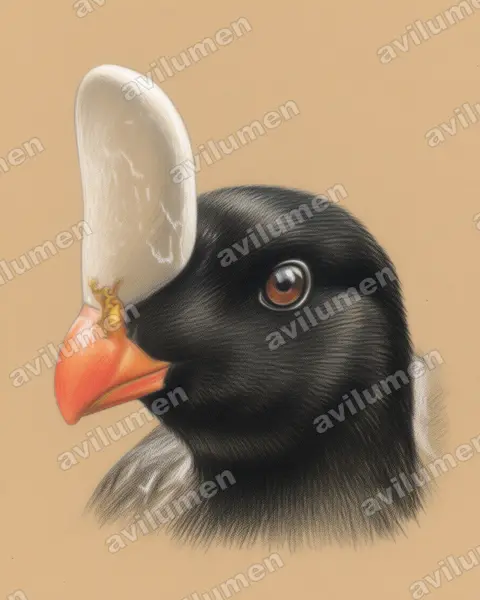 Colored pencil illustration: Pauxi unicornis (Horned curassow)