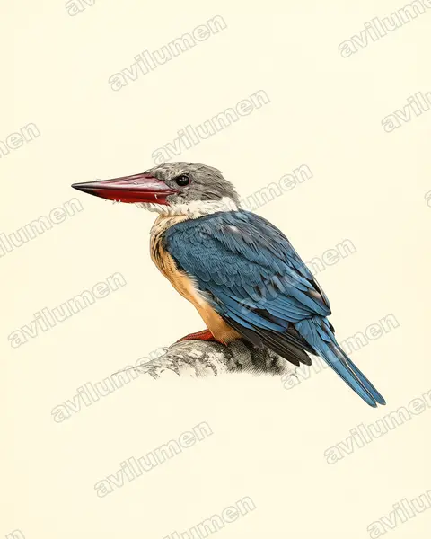 Illustration Planche ancienne : Pelargopsis capensis (Martin-chasseur gurial)