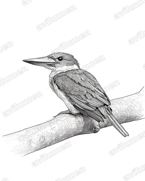 Illustration Encre : Pelargopsis capensis (Martin-chasseur gurial)