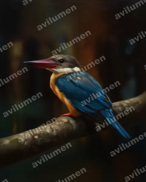 Illustration Huile : Pelargopsis capensis (Martin-chasseur gurial)