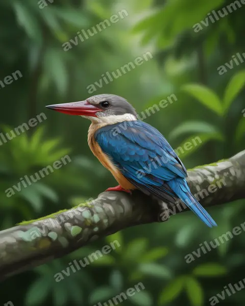 Illustration Réaliste : Pelargopsis capensis (Martin-chasseur gurial)