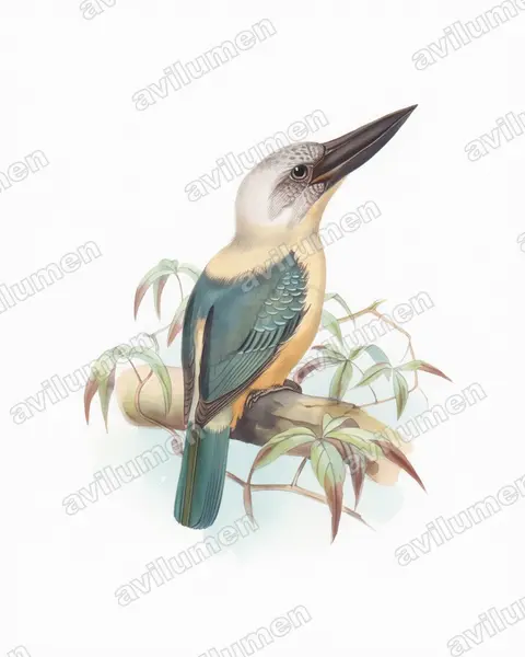 Ilustración en Acuarela: Pelargopsis melanorhyncha (Alción piquinegro)