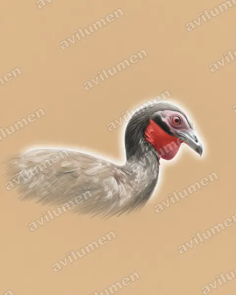 Illustration Crayon de couleur : Penelope albipennis (Pénélope à ailes blanches)