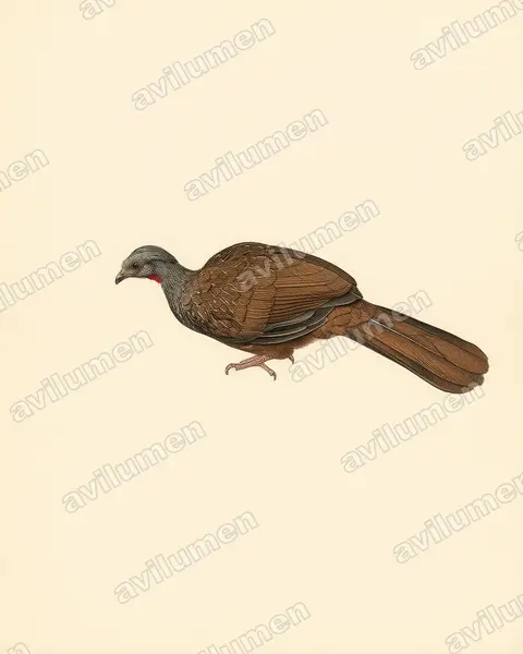 Illustration im Stil Historische Tafel: Bindenschwanzguan (Penelope argyrotis)