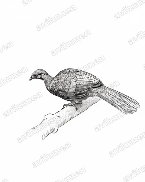 Illustration im Stil Tusche: Bindenschwanzguan (Penelope argyrotis)