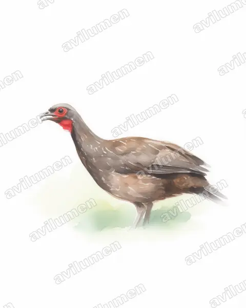 Illustration im Stil Aquarell: Rotgesichtguan (Penelope dabbenei)