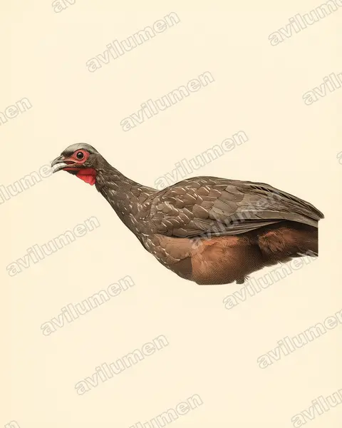 Illustration im Stil Historische Tafel: Rotgesichtguan (Penelope dabbenei)