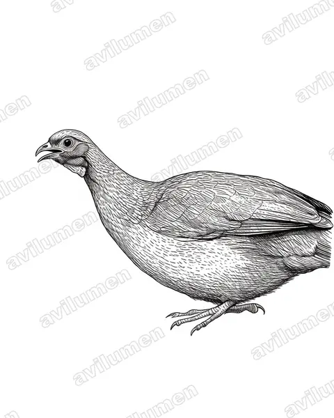 Illustration im Stil Tusche: Rotgesichtguan (Penelope dabbenei)