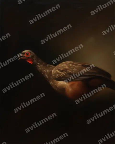 Illustration im Stil Öl: Rotgesichtguan (Penelope dabbenei)