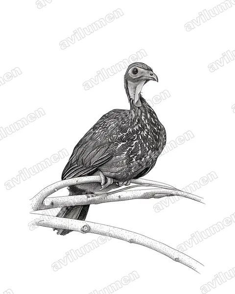 Ink illustration: Penelope jacquacu (Spix's Guan)