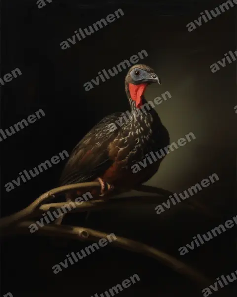 Oil illustration: Penelope jacquacu (Spix's Guan)
