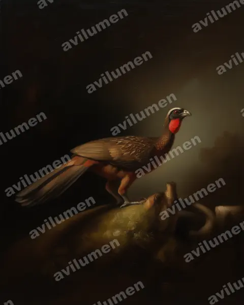 Ilustración en Óleo: Penelope ochrogaster (Pava ventrirrufa)