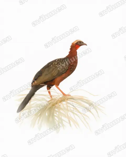 彩冠雉(Penelope pileata)的水彩插画