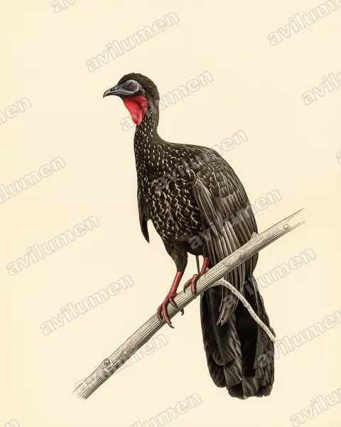 Illustration Planche ancienne : Penelope purpurascens (Pénélope panachée)