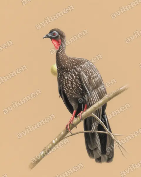 Illustration Crayon de couleur : Penelope purpurascens (Pénélope panachée)