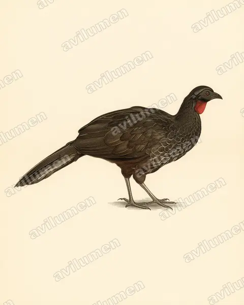 Illustration im Stil Historische Tafel: Weißstirnguan (Penelope superciliaris)