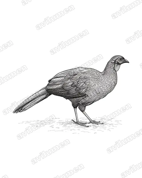Illustration im Stil Tusche: Weißstirnguan (Penelope superciliaris)