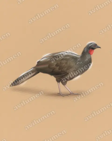 Illustration im Stil Buntstift: Weißstirnguan (Penelope superciliaris)